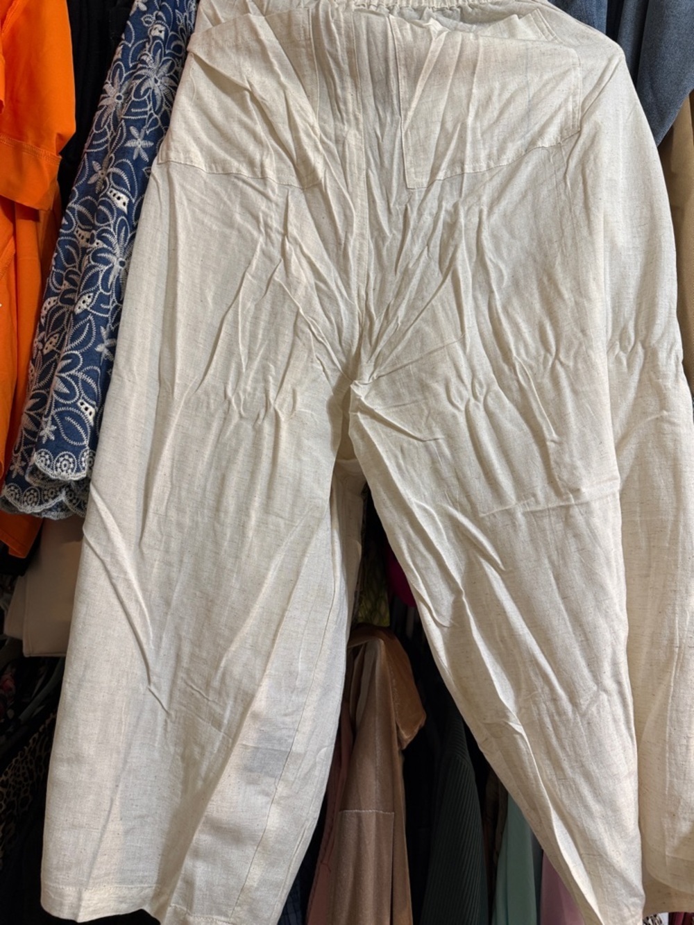 Womens Cream cropped Cargo Pants - Picture 5 of 5